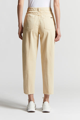 Denim carrot trousers in stretch cotton boule