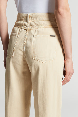 Denim carrot trousers in stretch cotton boule