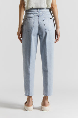 Denim carrot trousers in stretch cotton boule