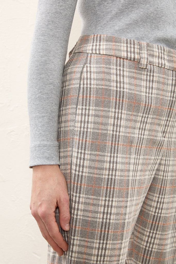 Checked flannel tapered trousers  