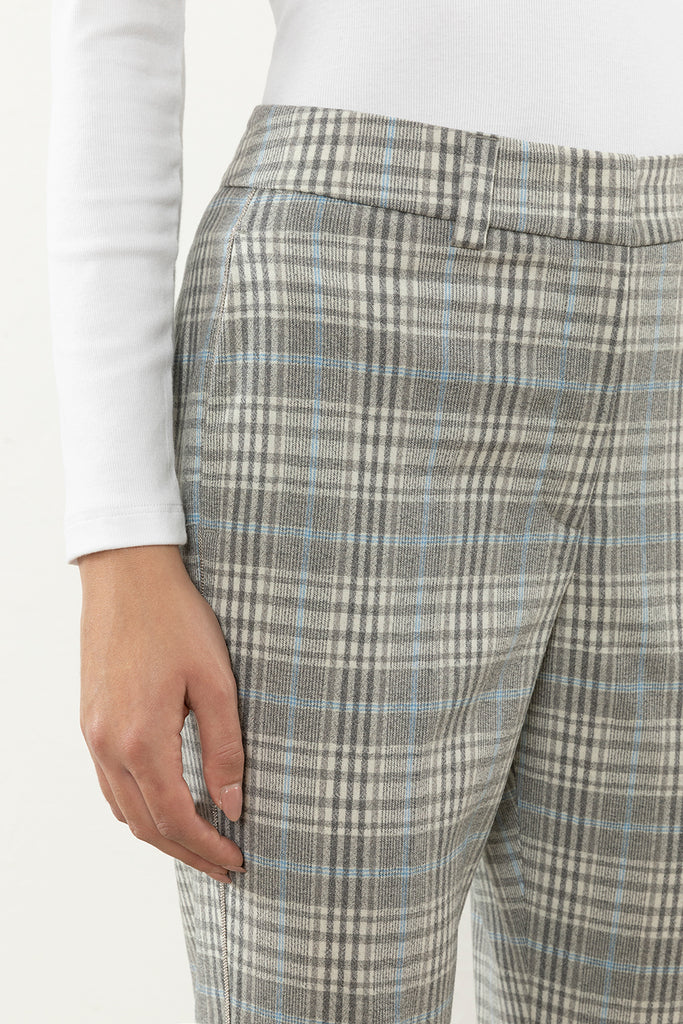 Checked flannel tapered trousers  