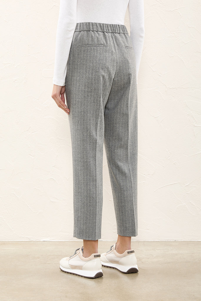Pinstripe pull-up trousers  