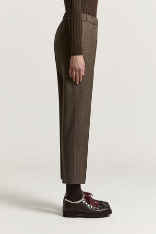 Pantalone a sigaretta in tela di lana jaspé