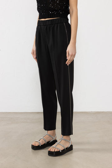 Stretch viscose crepe cady trousers  