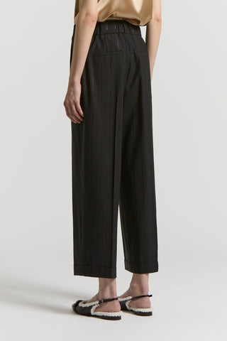 Lurex and stretch wool trousers