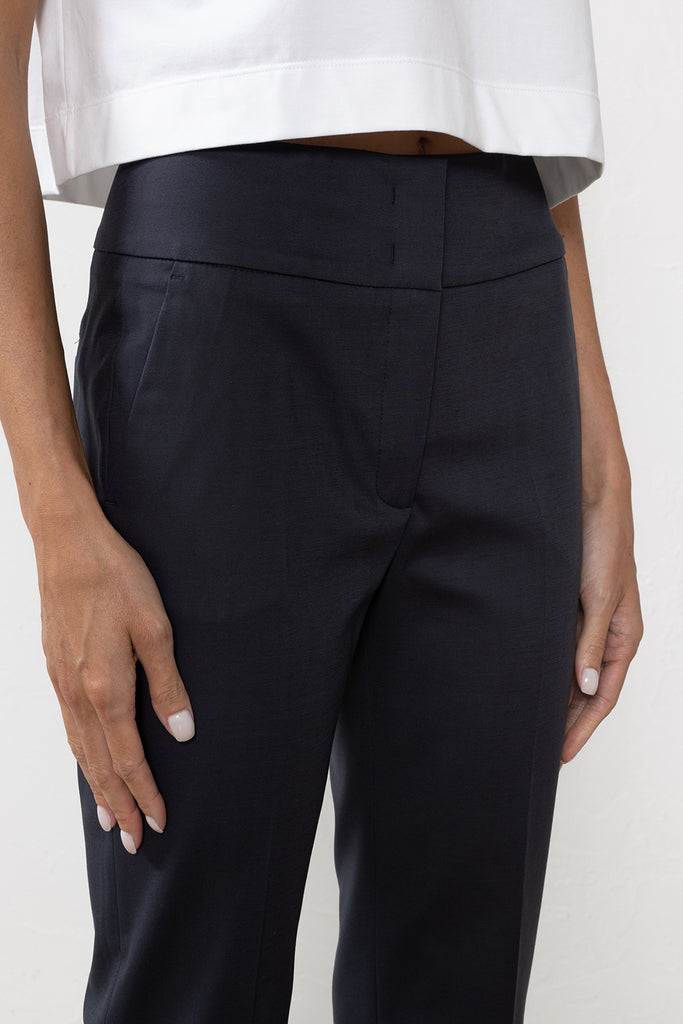 Compact comfort cotton and viscose slim-fit trousers  