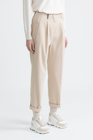 Cotton gabardine carrot trousers  