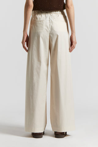 Trousers in lightweight stretch cotton satin