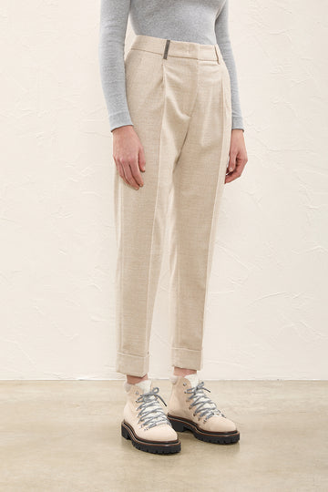 Lurex flannel pleated trousers  