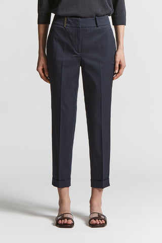 Slim trousers in combed cotton gabardine