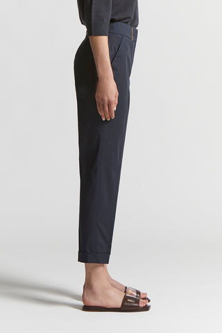 Slim trousers in combed cotton gabardine