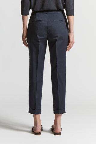 Slim trousers in combed cotton gabardine