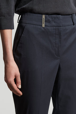 Slim trousers in combed cotton gabardine