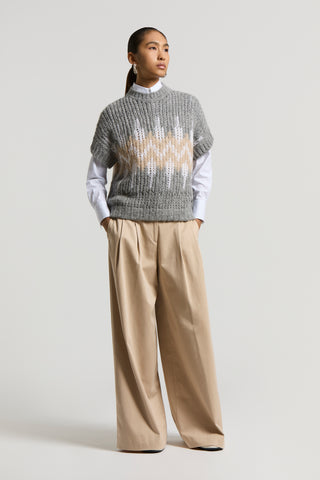 Stretch peach-finish fabric trousers