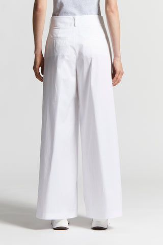 Trousers in lightweight stretch cotton satin