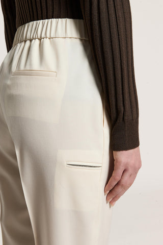 Pantalone a sigaretta in gabardina di lana