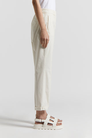 Slub stretch cotton canvas trousers