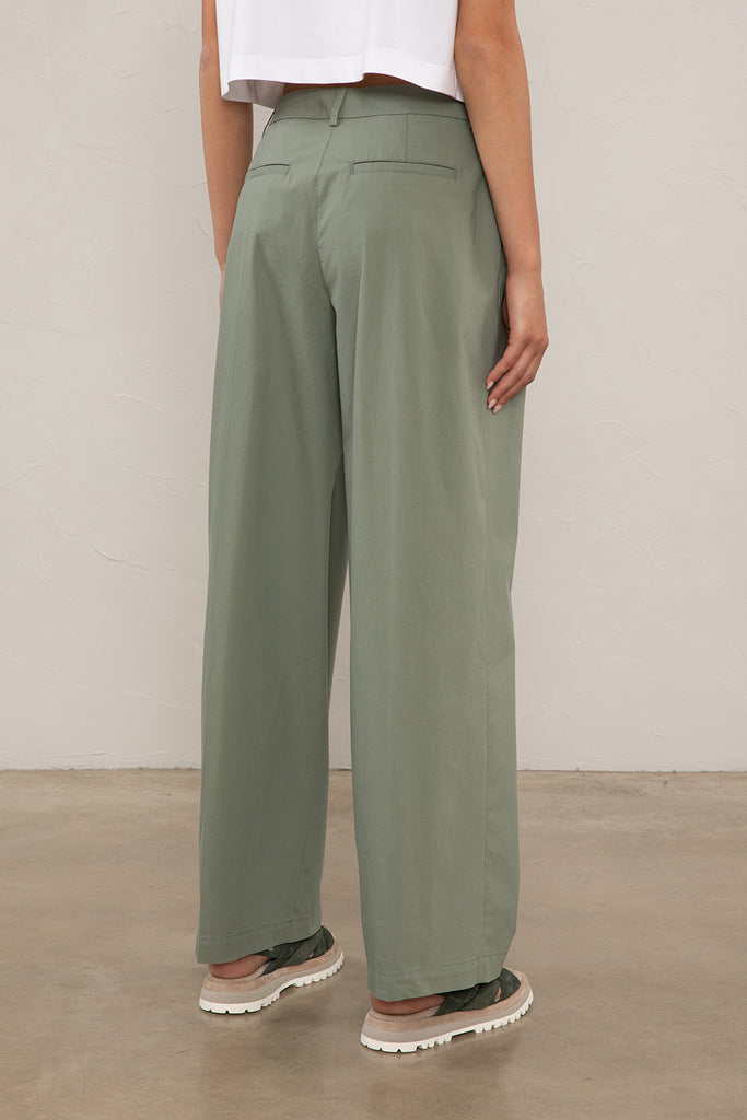 Washed elasticated cotton trousers  