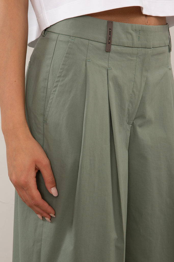 Washed elasticated cotton trousers  