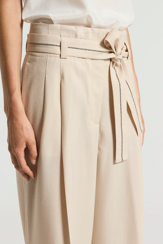 Pantalone in twill fluido di lana