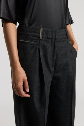 Wool and cashmere flannel trousers