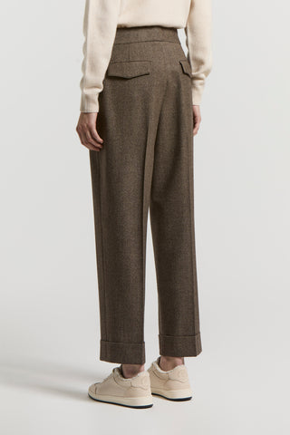 Jaspé wool fabric trousers