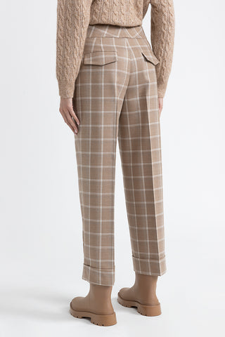 Lurex maxi checks stretch wool flannel trousers  