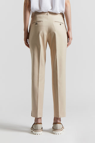 Cotton viscose compact canvas trousers