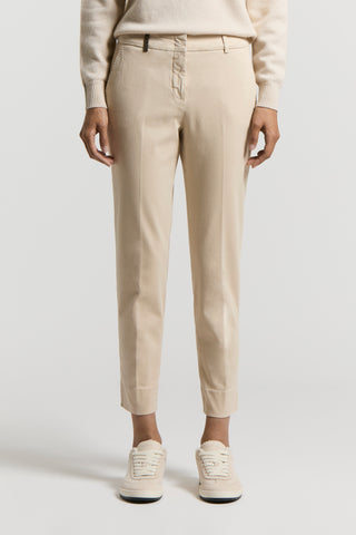 Peach-finish cotton twill trousers