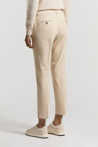 Peach-finish cotton twill trousers