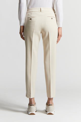 Cigarette trousers in viscose-cotton canvas