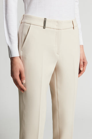 Cigarette trousers in viscose-cotton canvas