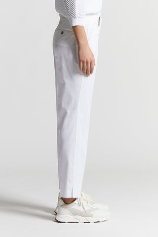 Light cotton satin cigarette trousers