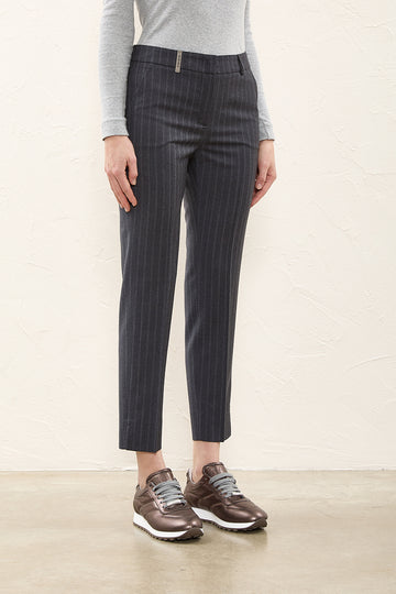 Iconic Fit trousers in pinstripe wool flannel  