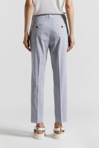 Seersucker cotton cigarette trousers