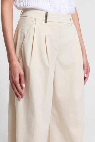 Pantalone in popeline di cotone fiammato