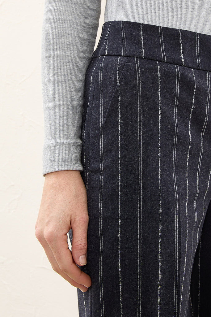 Trousers in wool flannel with lurex pinstripe  