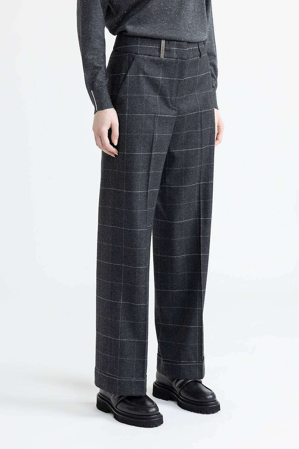 Peserico Pantalone classic tailored in flanella finestrata lurex