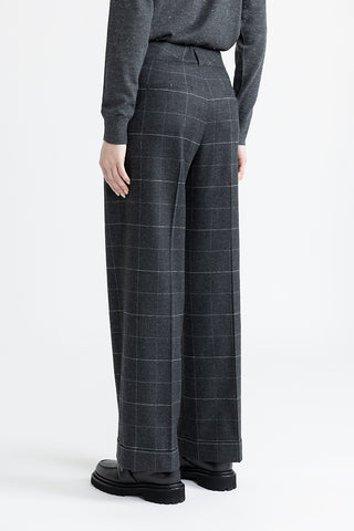 Lurex check flannel classic trousers  