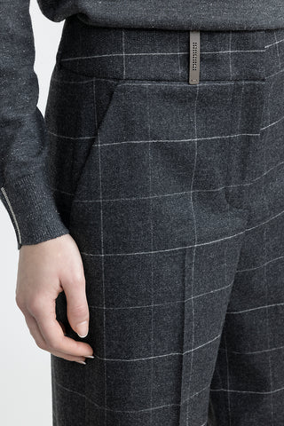 Lurex check flannel classic trousers  