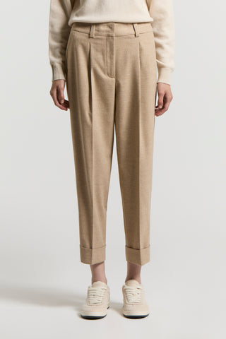 Wool and viscose flannel trousers