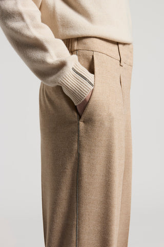 Wool and viscose flannel trousers