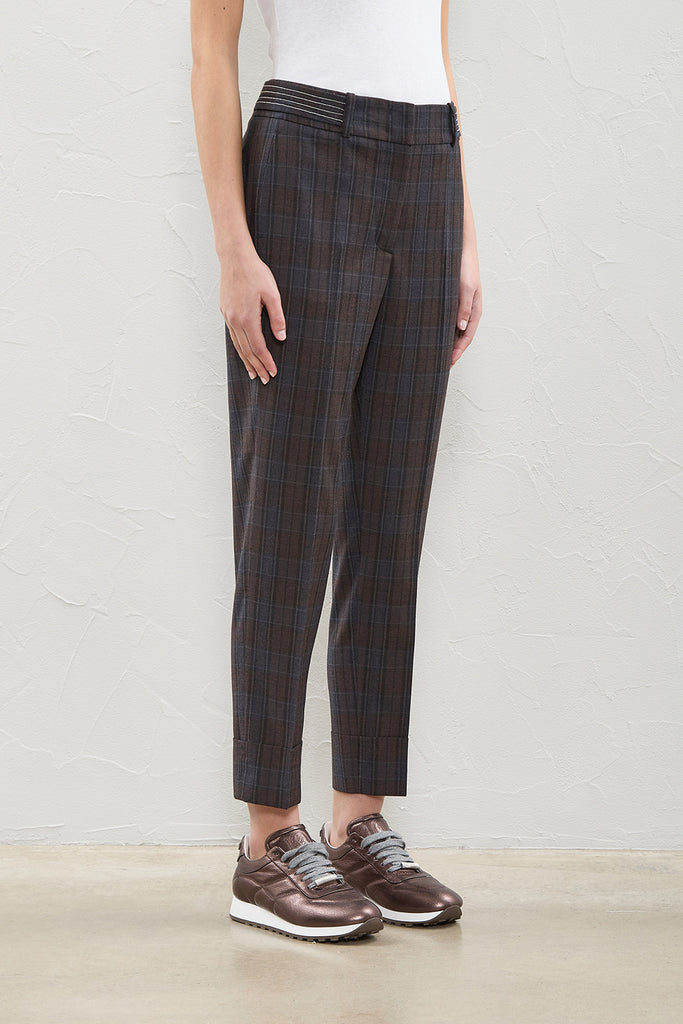 Checked Estrato wool flannel trousers  