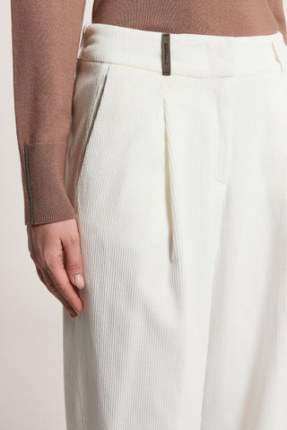Pantalone in velluto di cotone 500 righe