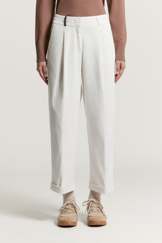 Pantalone in velluto di cotone 500 righe