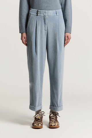 Pantalone in velluto di cotone 500 righe