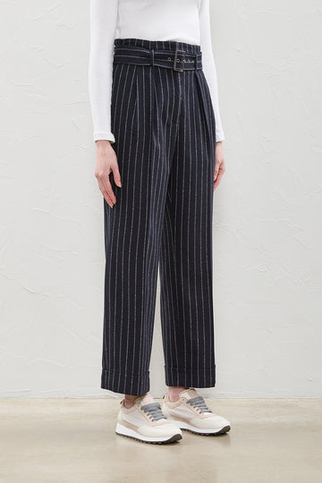 Pinstripe wool flannel trousers  