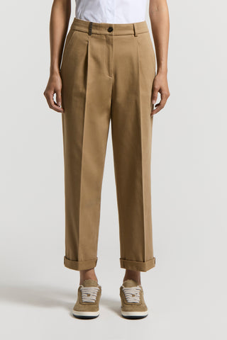 Peach-hand cotton gabardine trousers