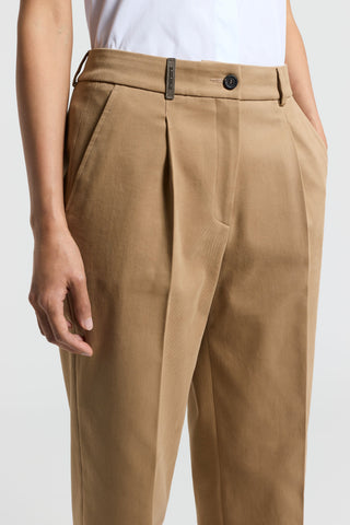 Peach-hand cotton gabardine trousers
