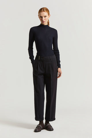 Pantalone in gabardina di cotone mano pesca